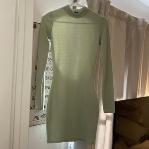 Never worn nasty gal long sleeve light green dress size 2